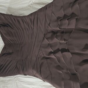 Luxe Strapless Chocolate Brown Evening Maxi Dress, Sz 4 NWOT